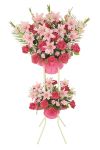 【フラワー装飾】2段造花スタンド オールシーズン ローズ＆リリーイメージ1