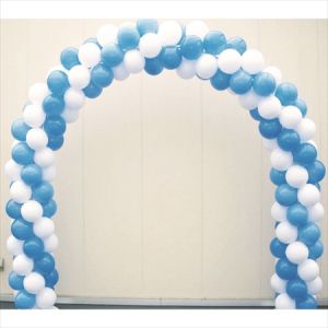 【バルーン装飾】バルーンアーチ シングルフレーム2色ストライプ 青×白イメージ