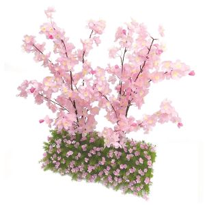 【フラワー装飾】ドーム型ガーデンキット　桜大枝＆芝桜ベースイメージ