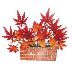 【秋装飾】ミニレンガポット紅葉（12個セット）イメージ